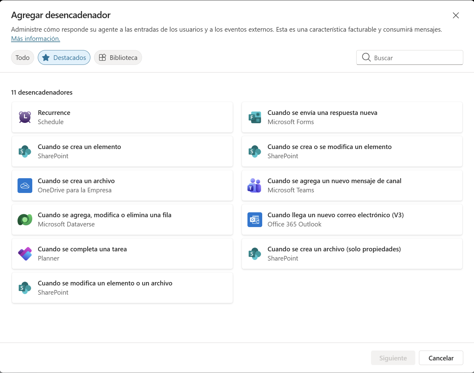 Configuración de desencadenadores en Copilot Studio